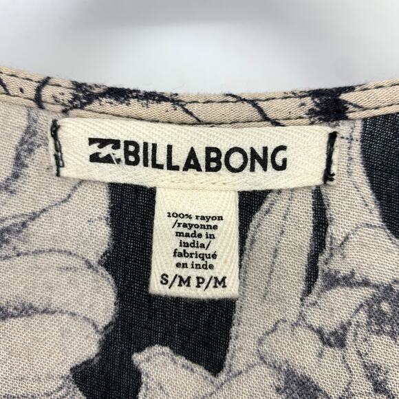 Billabong Kimono Open Front Womens Size S/M Black Cream Floral Print - Picture 6 of 6